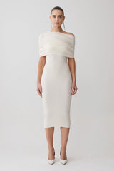 Zandie Cashmere Blend Knit Midi Dress - Ivory