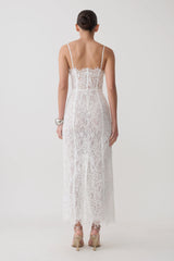 Ottilie Lace And Mesh Midi Dress - White