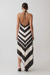 Hope Satin Halter Midi Dress - Black/White
