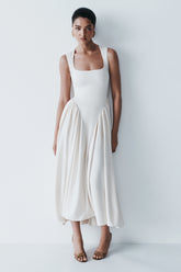 Sharon Scuba Jersey Midi Dress - Ivory