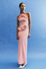 Melissa Chiffon Flower Maxi Dress - Baby Pink