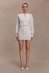 Xaden Wool Mix Knit Mini Dress - Oat Marle