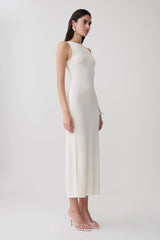 Boston Boat Neck Sleeveless Midi Dress - Ivory