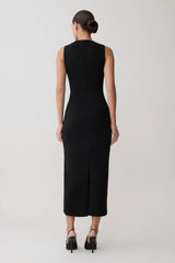 Norah Sleeveless Crepe Midi Dress - Black