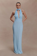 Nadine Halter Chiffon Maxi Dress - Blue