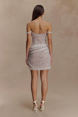 Connie Beaded Bodycon Mini Dress - Nude