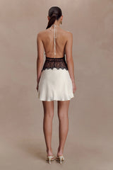 Dinah Lace And Satin Mini Dress - Black/Ivory
