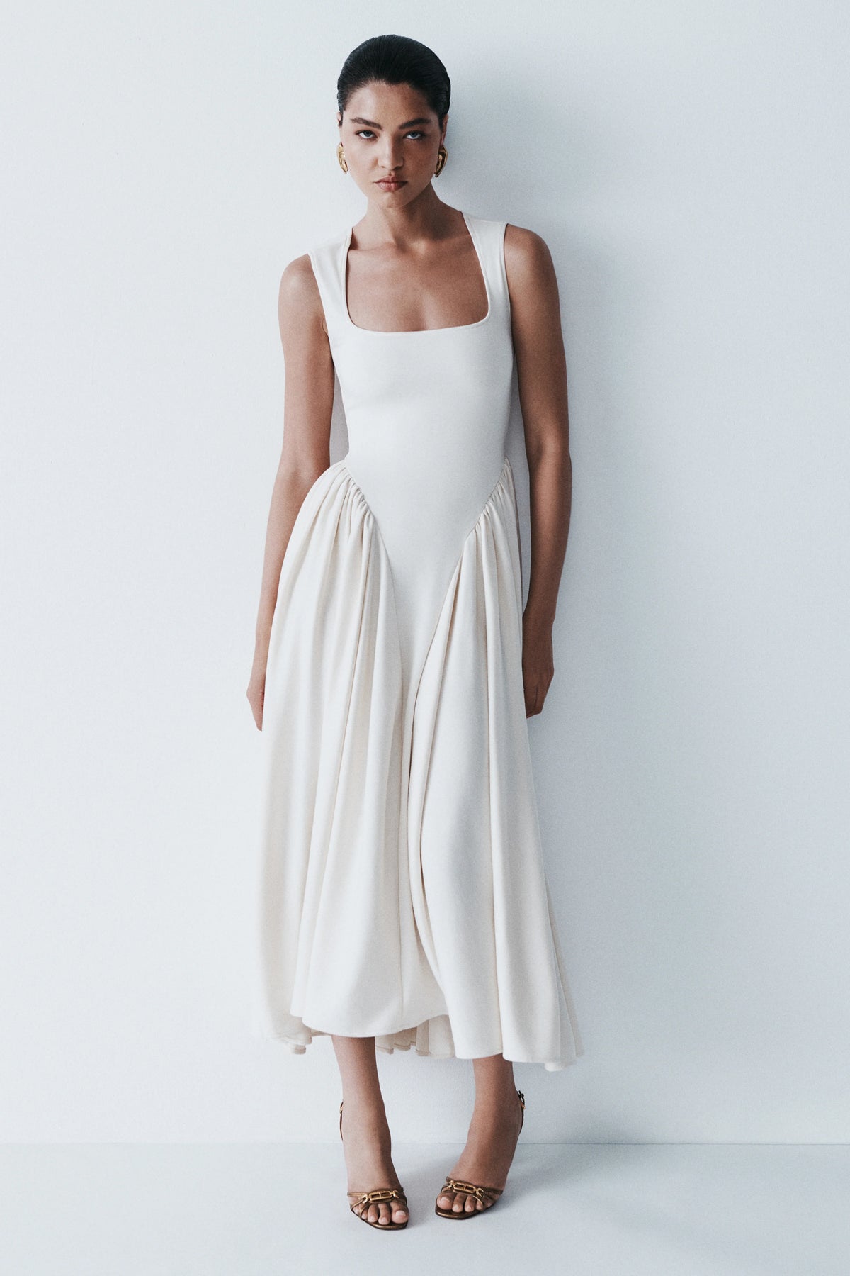 Sharon Scuba Jersey Midi Dress - Ivory