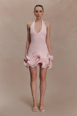 Willowmena Halter Neckline Mini Dress With Tubed Hem - Baby Pink