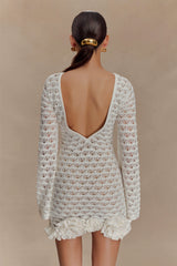 Aileen Ruffle Crochet Mini Dress - Ivory