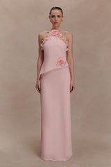 Melissa Chiffon Flower Maxi Dress - Baby Pink