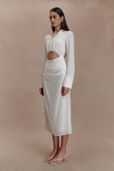 Cecilie Cut Out Shirt Midi Dress - White