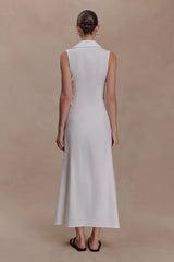 Dante Ruched Linen Midi Dress - White