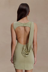 Henley Slinky Drape Mini Dress - Sage