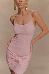 Laurie Twist Knit Mini Dress - Baby Pink
