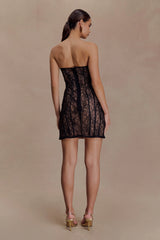 Jeannette Panelled Lace Mini Dress - Black