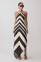 Hope Satin Halter Midi Dress - Black/White