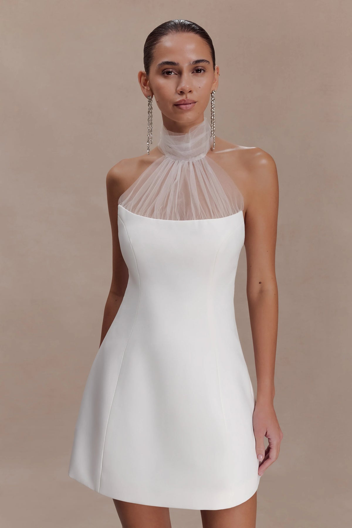 Riley Halter Suiting Mini Dress - Ivory