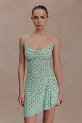 Zahra Diamante Cowl Mini Dress - Mint